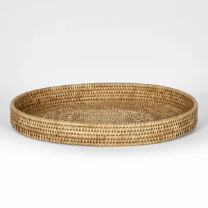 Paume Rattan Oval Tray Natural by Florabelle Living, a Trays for sale on Style Sourcebook