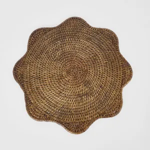 Paume Scallop Rattan Placemat Antique Brown by Florabelle Living, a Placemats for sale on Style Sourcebook