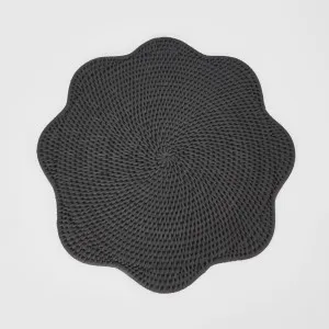 Scallop Rattan Placemat Black by Florabelle Living, a Placemats for sale on Style Sourcebook