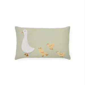 Milu cushion cover in green cotton with a goose embroidery feature, 30 x 50 cm by Kave Home, a Kids Cushions for sale on Style Sourcebook