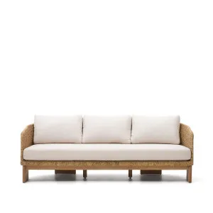 Xoriguer 3-seater sofa in synthetic rattan and solid eucalyptus wood, 223 cm FSC 100% by Kave Home, a Outdoor Sofas for sale on Style Sourcebook