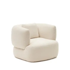 Martina swivel armchair in ecru bouclé with cushion FSC Mix Credit by Kave Home, a Chairs for sale on Style Sourcebook