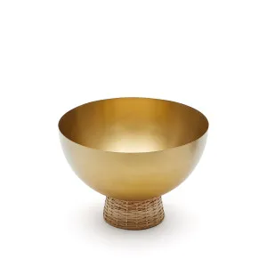 Suli large bowl made of gold-finished stainless steel and rattan by Kave Home, a Bowls for sale on Style Sourcebook