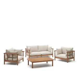 Sacova set of 2 armchairs, 2 seater sofa and coffee table in solid eucalyptus wood FSC by Kave Home, a Outdoor Sofas for sale on Style Sourcebook