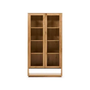 Alguema display cabinet in oak wood veneer with natural finish, 100 x 185 cm by Kave Home, a Bookcases for sale on Style Sourcebook