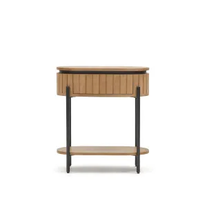 Licia mango wood bedside table with 1 drawer, with a natural finish and metal, 55 x 65 cm by Kave Home, a Bedside Tables for sale on Style Sourcebook