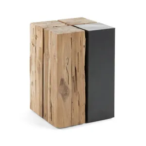 Kwango solid teak wood and metal side table, 29 x 29 cm by Kave Home, a Side Table for sale on Style Sourcebook