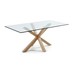 Argo glass table with steel legs with wood-effect finish 200 x 100 cm by Kave Home, a Dining Tables for sale on Style Sourcebook