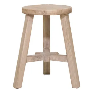 Royal Vault Round Stool 30x50cm in Reclaimed Elm by OZ Design, a Stools for sale on Style Sourcebook