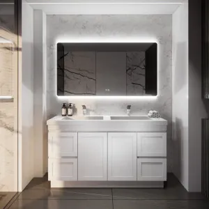 Riva Miami Matte White 1500mm Double Bowl Floor Standing Vanity by Riva, a Vanities for sale on Style Sourcebook