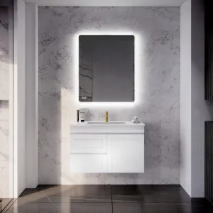 Riva Miami Matte White 900mm Single Bowl Wall Hung Vanity (Available In Left And Right Hand Drawer) by Riva, a Vanities for sale on Style Sourcebook