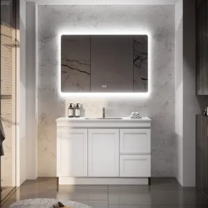 Riva Miami Matte White 1200mm Single Bowl Floor Standing Vanity (Available In Left And Right Hand Drawer) by Riva, a Vanities for sale on Style Sourcebook