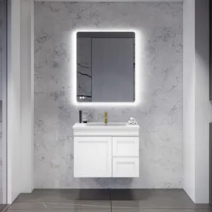 Riva Miami Matte White 750mm Single Bowl Wall Hung Vanity (Available In Left And Right Hand Drawer) by Riva, a Vanities for sale on Style Sourcebook