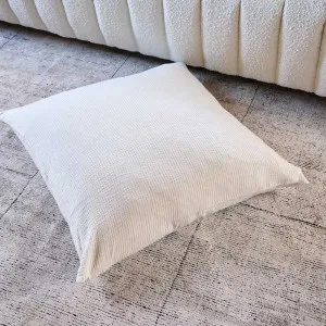 Marina Floor Cushion - Off White w' Natural Stripe | Cover Only / 80x80cm | Eadie Lifestyle by Eadie Lifestyle, a Cushions, Decorative Pillows for sale on Style Sourcebook