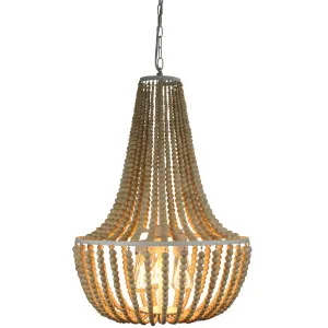 Oriel Lighting Cascara 3 Light Beaded Pendant Natural Wood by Oriel Lighting, a Pendant Lighting for sale on Style Sourcebook