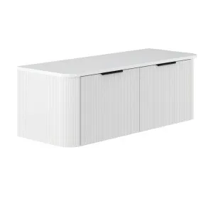 Minka Curved Satin White 1200 Wall Hung Cabinet by Fienza, a Vanities for sale on Style Sourcebook