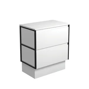 Amato Satin White 750 Cabinet on Kickboard, Matte Black Frames by Fienza, a Vanities for sale on Style Sourcebook