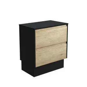 Amato Scandi Oak 750 Cabinet on Kickboard, Satin Black Panels by Fienza, a Vanities for sale on Style Sourcebook