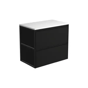 Amato Satin Black 750 Wall-Hung Cabinet, Matte Black Frames by Fienza, a Vanities for sale on Style Sourcebook