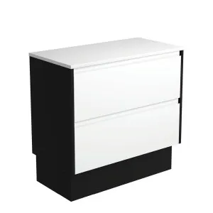 Amato Satin White 900 Cabinet on Kickboard, Satin Black Panels by Fienza, a Vanities for sale on Style Sourcebook