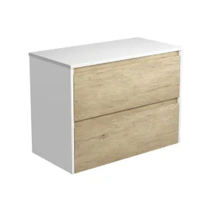 Amato Scandi Oak 900 Wall-Hung Cabinet, Satin White Panels by Fienza, a Vanities for sale on Style Sourcebook