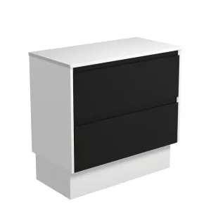 Amato Satin Black 900 Cabinet on Kickboard, Satin White Panels by Fienza, a Vanities for sale on Style Sourcebook