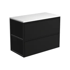 Amato Satin Black 900 Wall-Hung Cabinet, Matte Black Frames by Fienza, a Vanities for sale on Style Sourcebook