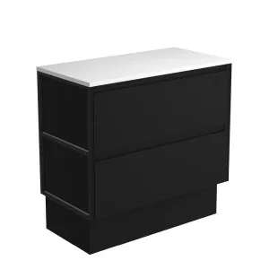 Amato Satin Black 900 Cabinet on Kickboard, Matte Black Frames by Fienza, a Vanities for sale on Style Sourcebook