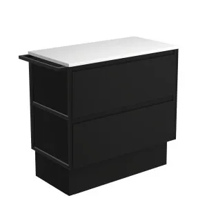 Amato Satin Black 900 Cabinet on Kickboard, 1 Frame & 1 Towel Rail by Fienza, a Vanities for sale on Style Sourcebook