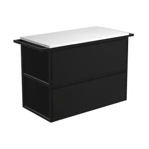 Amato Satin Black 900 Wall-Hung Cabinet, Matte Black Towel Rails by Fienza, a Vanities for sale on Style Sourcebook