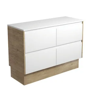 Amato Satin White 1200 Cabinet on Kickboard, Scandi Oak Panels by Fienza, a Vanities for sale on Style Sourcebook