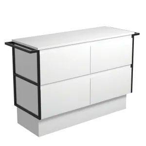 Amato Satin White 1200 Cabinet on Kickboard, Matte Black Towel Rails by Fienza, a Vanities for sale on Style Sourcebook