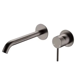 Kaya Basin/Bath Wall Mixer Set, Round Plates, 200mm Outlet, Gun Metal by Fienza, a Bathroom Taps & Mixers for sale on Style Sourcebook