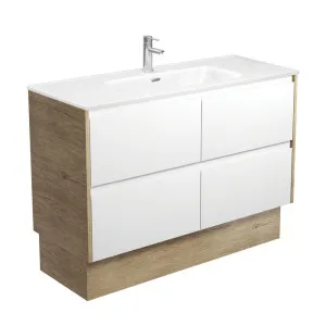 Joli Amato 1200 Satin White Vanity On Kick, Scandi Oak Panels by Fienza, a Vanities for sale on Style Sourcebook