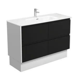 Joli Amato 1200 Satin Black Vanity On Kick, Satin White Panels by Fienza, a Vanities for sale on Style Sourcebook