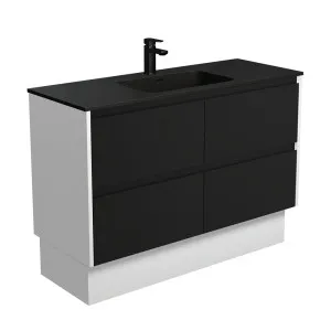 Montana Amato 1200 Satin Black Vanity On Kick, Satin White Panels by Fienza, a Vanities for sale on Style Sourcebook