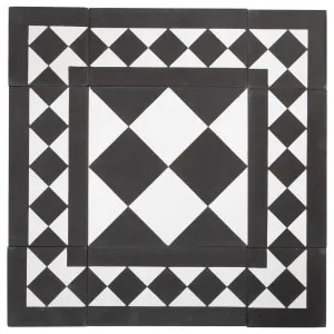 Lindon 20x20 Cement Encaustic Feature Tile, White &amp; Black by Schots Home Emporium, a Encaustic Tiles for sale on Style Sourcebook