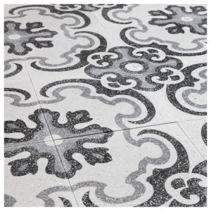 Jemma 20x20cm Terrazo Encaustic Tile, Grey &amp; White by Schots Home Emporium, a Encaustic Tiles for sale on Style Sourcebook