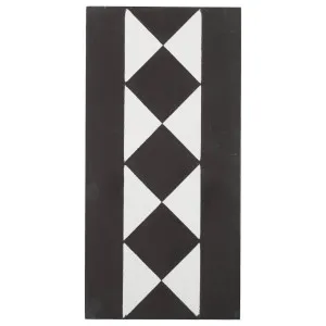 Lindon 20x10 Encaustic Border Tile, White &amp; Black by Schots Home Emporium, a Encaustic Tiles for sale on Style Sourcebook