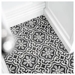 Siran 20x20cm Terrazzo Cement Encaustic Tile, Black &amp; White by Schots Home Emporium, a Encaustic Tiles for sale on Style Sourcebook