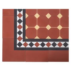 Sorrell 20x20x1.6 Encaustic Tile, Red White &amp; Black by Schots Home Emporium, a Encaustic Tiles for sale on Style Sourcebook