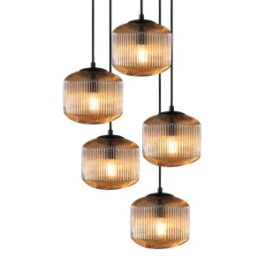 Steller Reeded Glass Multi Drop Pendant by Fat Shack Vintage, a Pendant Lighting for sale on Style Sourcebook