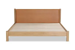 Ollie Upholstered King Bed Frame, Tan/Oak, by Lounge Lovers by Lounge Lovers, a Beds & Bed Frames for sale on Style Sourcebook