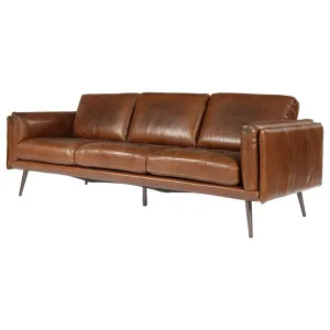 Ronan 3 Seater Leather Sofa, Vintage Whiskey by Schots Home Emporium, a Sofas for sale on Style Sourcebook