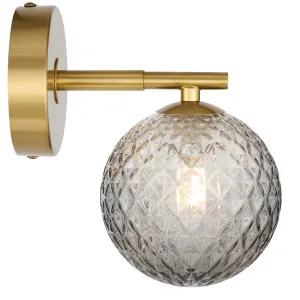 Telbix Felton Antique Gold 1 Light Wall Light - Smoke Tear by Telbix, a Wall Lighting for sale on Style Sourcebook