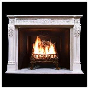 Louis XVI Mantel with Central Flowers, White by Schots Home Emporium, a Fireplaces for sale on Style Sourcebook