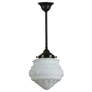 Premier Opal Matt 8&quot; Shade w 3/4&quot; x 1/2m Black Rod Pendant by null, a Lighting for sale on Style Sourcebook