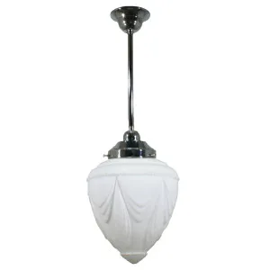 Empire Opal Matt 8&quot; Shade w 1/2&quot; x 1/2m Chrome Rod Pendant by null, a Lighting for sale on Style Sourcebook