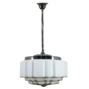 St Kilda Opal Matt 14&quot; Shade w 3/4&quot; x 1/2m Chrome Rod Pendant by null, a Lighting for sale on Style Sourcebook