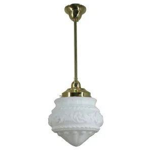 Premier Opal Matt 8&quot; Shade w 1/2&quot; x 1/2m Brass Rod Pendant by null, a Lighting for sale on Style Sourcebook